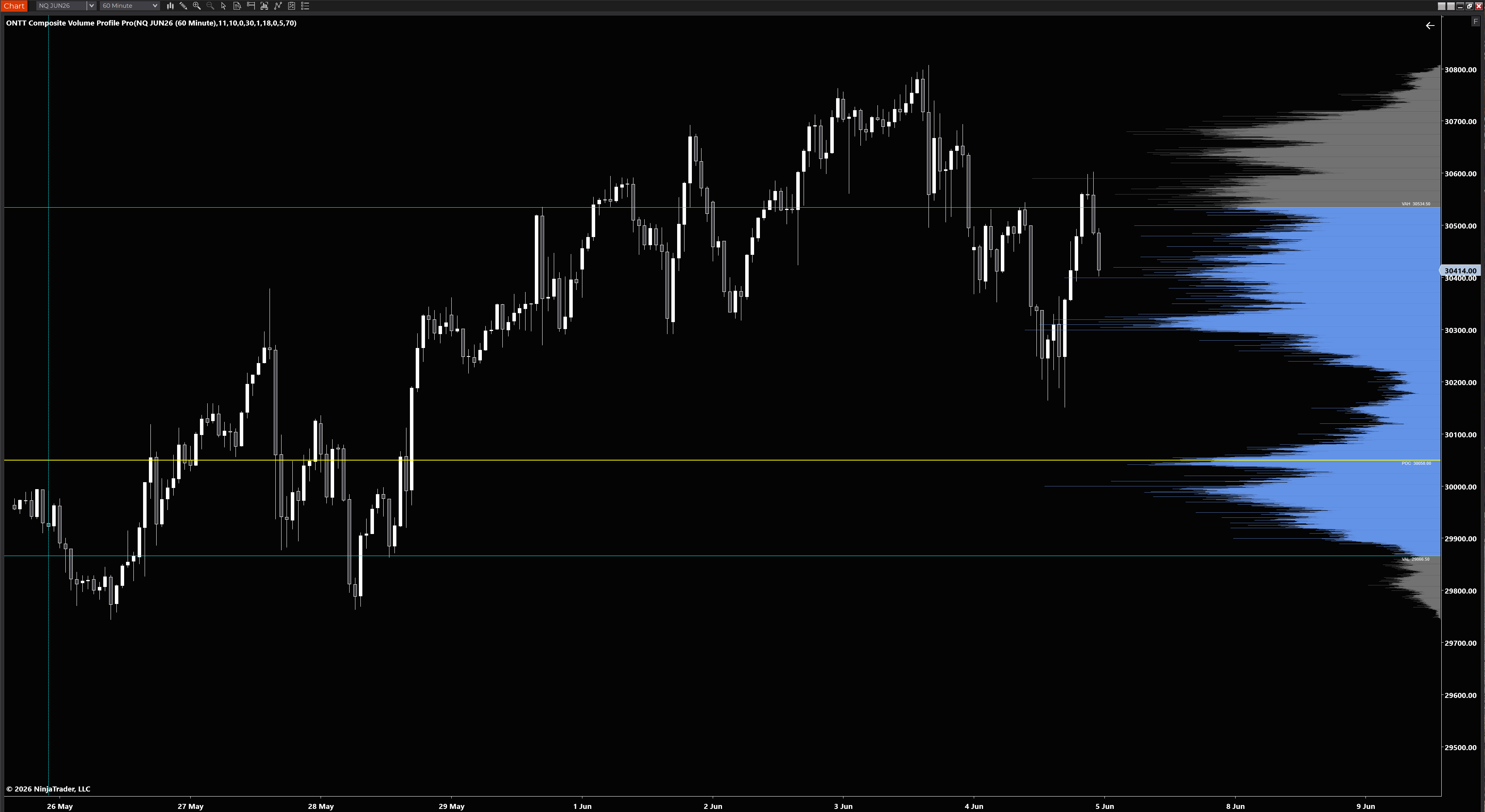 Composite Volume Profile Pro on NQ 60-minute chart