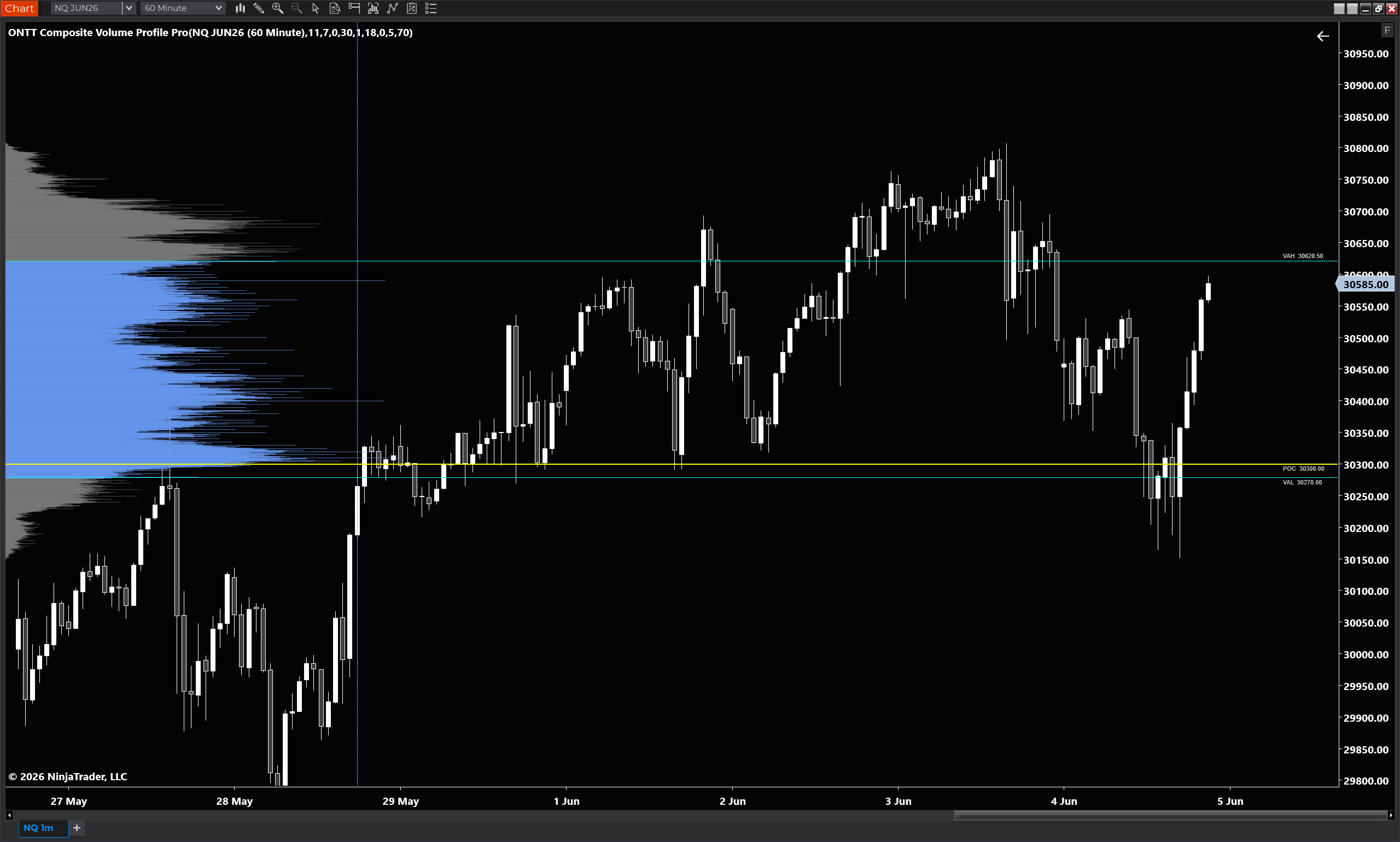 Composite Volume Profile Pro histogram on left side of chart