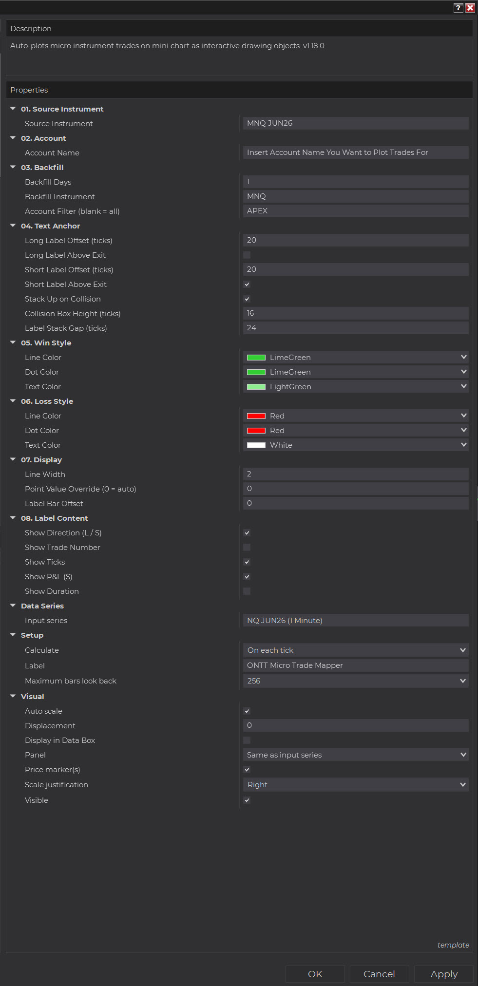 Micro Trade Mapper Pro properties panel